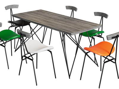 现代长方形餐桌椅组合