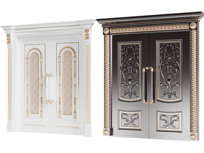 欧式雕花双扇平开门