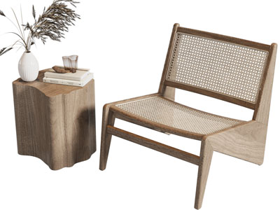 侘寂风休闲椅子、边几