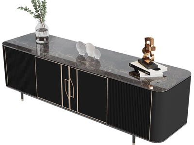 现代轻奢电视柜、摆件组合