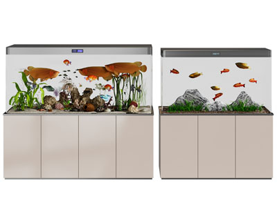 现代带收纳柜的鱼缸