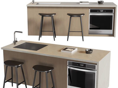 现代带水吧台的中岛吧台