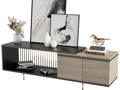 现代电视柜、摆件组合