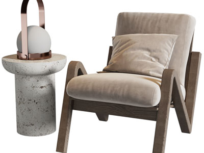 现代休闲椅子、边几