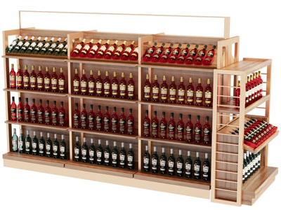 现代实木红酒货架、展柜3d模型 现代实木红酒货架、展柜