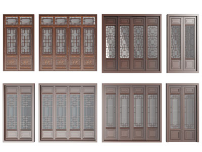 中式实木雕花镂空大门、显门