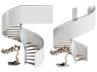 新中式旋转楼梯3d模型 新中式旋转楼梯