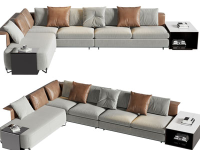 现代转角布艺多人沙发