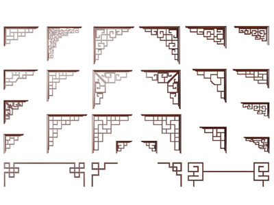 新中式花落、窗格、挂落