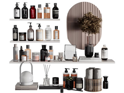 现代沐浴露、洗发水、护肤品卫浴小件