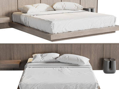 现代加宽实木床头双人床