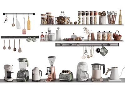 现代调味瓶、咖啡机、厨具