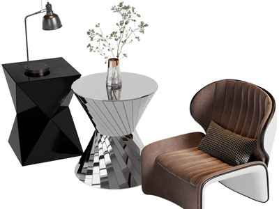 现代休闲椅子、边几角几