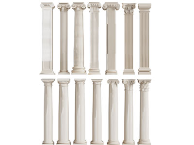 现代方形、圆形罗马柱子3d模型 现代方形、圆形罗马柱子