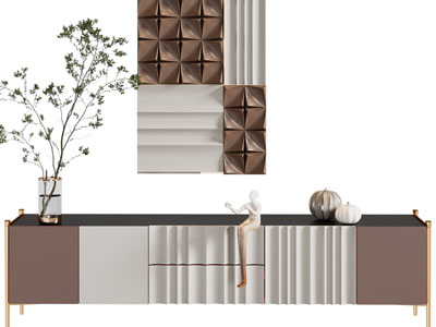 现代轻奢电视柜、摆件组合