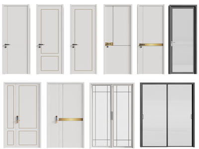 现代单扇平开门、双扇推拉门