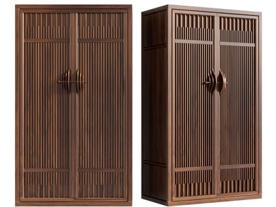 新中式实木衣柜3d模型 新中式实木衣柜