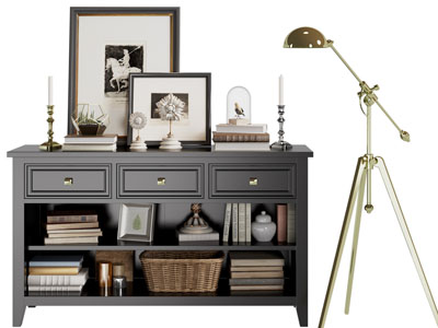 美式玄关柜、边柜、落地灯