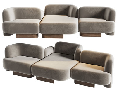 现代布艺多人沙发