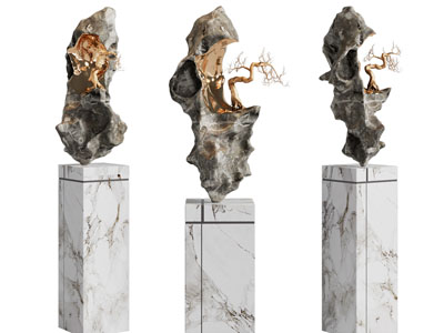 新中式假山工艺品摆件组合