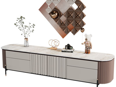 现代电视柜、摆件组合