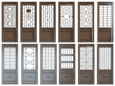 新中式镂花窗、门扇、隔断