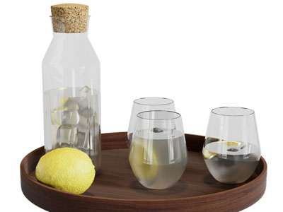 现代托盘里的茶具杯子