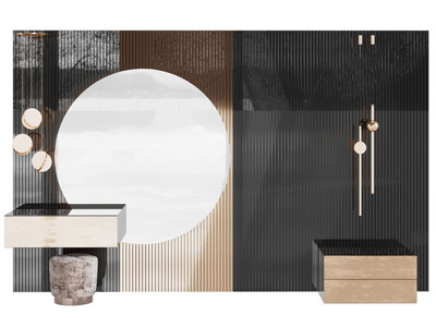 现代化妆、梳妆台背景墙3d模型 现代化妆、梳妆台背景墙