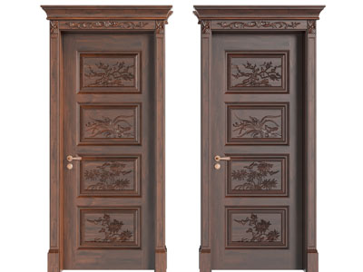 新中式实木雕花平开门