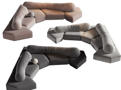 现代转角布艺多人沙发