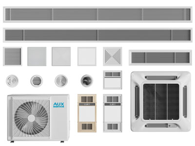 现代空调出风口、暖风扇、空调外机3d模型 现代空调出风口、暖风扇、空调外机
