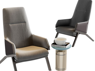 现代休闲椅子、边几