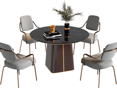 现代圆形餐桌椅组合