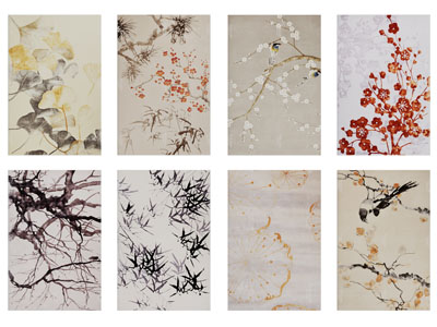 新中式长方形花鸟图案地毯3d模型 新中式长方形花鸟图案地毯