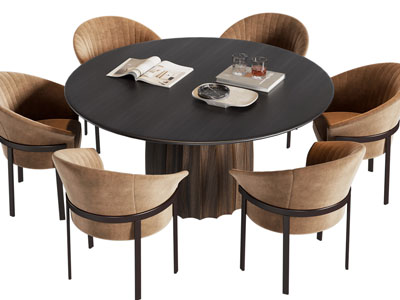现代圆形餐桌椅组合