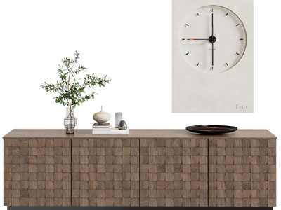 侘寂风玄关柜、摆件组合