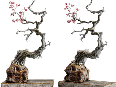 新中式梅花盆景盆栽