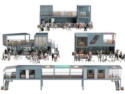 现代集装箱咖啡馆、饭店餐馆