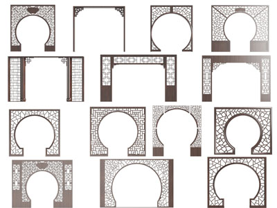 新中式垭口、隔断、门拱3d模型 新中式垭口、隔断、门拱