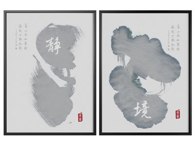新中式装饰挂画3d模型 新中式装饰挂画