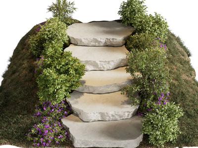 现代公园石头道路景观园艺小品