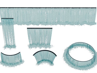 现代瀑布水柱、喷泉水景