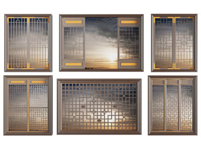 新中式镂花窗、平开窗