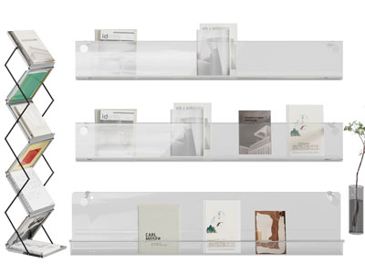 现代墙面亚克力书籍杂志收纳架