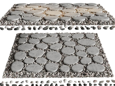 现代景观石头路、石板鹅卵石道路