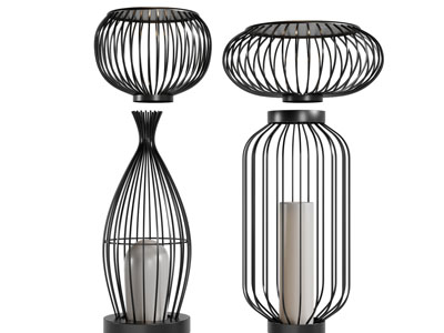 现代铁艺镂空台灯、落地灯