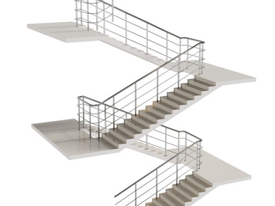 现代转角旋转楼梯3d模型 现代转角旋转楼梯