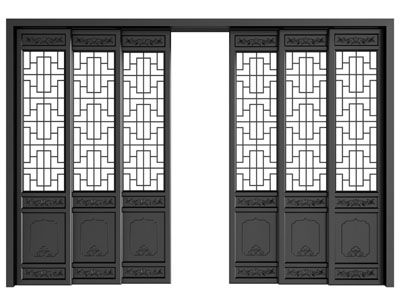 新中式推拉门、镂花隔断