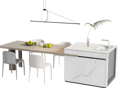 现代水吧台餐桌椅组合