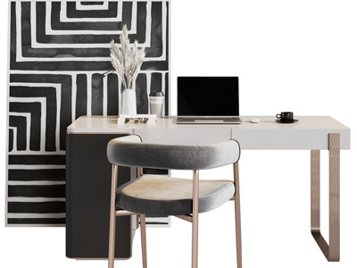 现代轻奢书桌椅组合